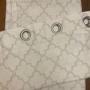 Curtain Panels Off-White/Beige Trellis Grommet 84”L (2 panels)